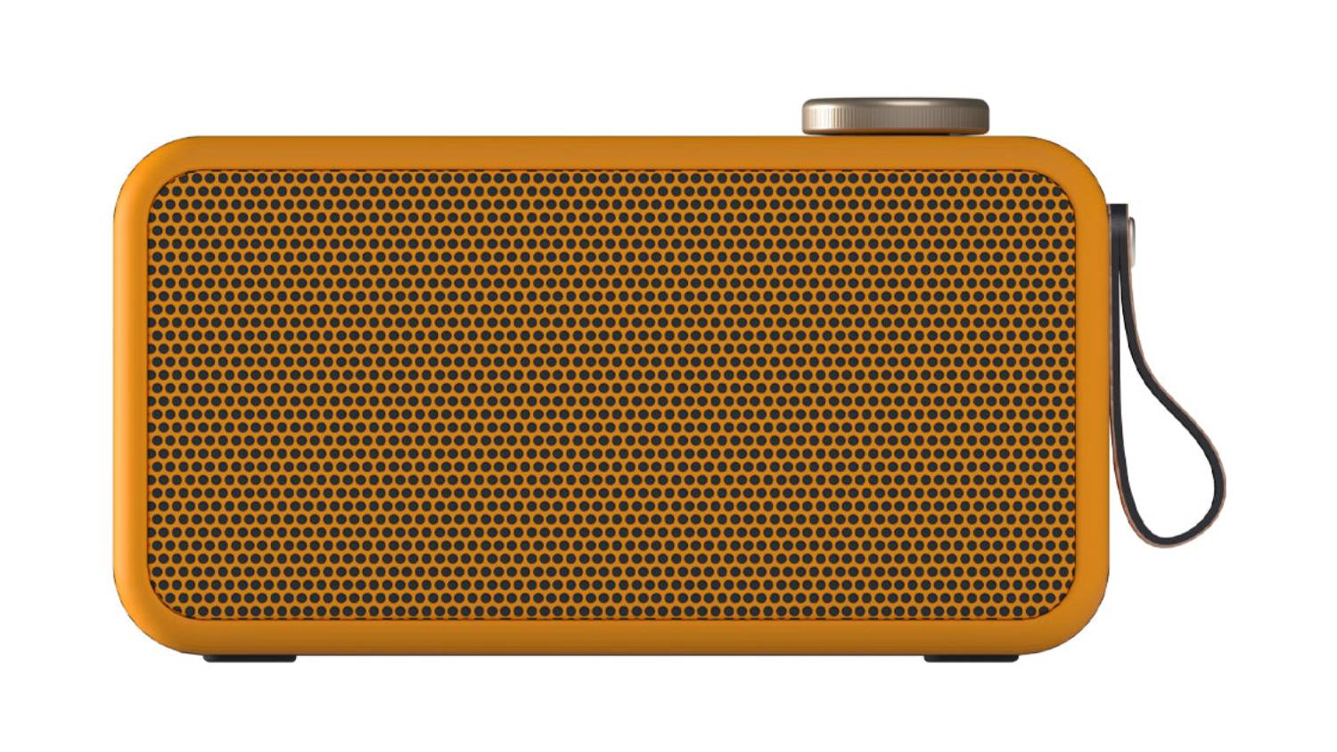 Front view of the Kreafunk aTUNE 2 Multifunctional Bluetooth Speaker in mango, featuring a rectangular shape