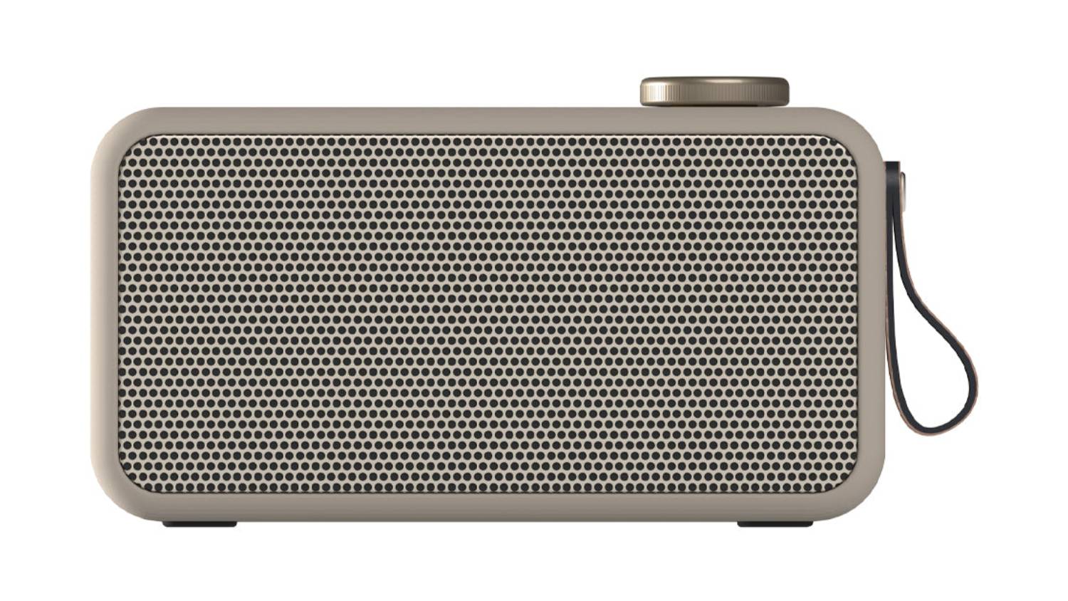 Front view of the Kreafunk aTUNE 2 Multifunctional Bluetooth Speaker in sand, featuring a rectangular shape
