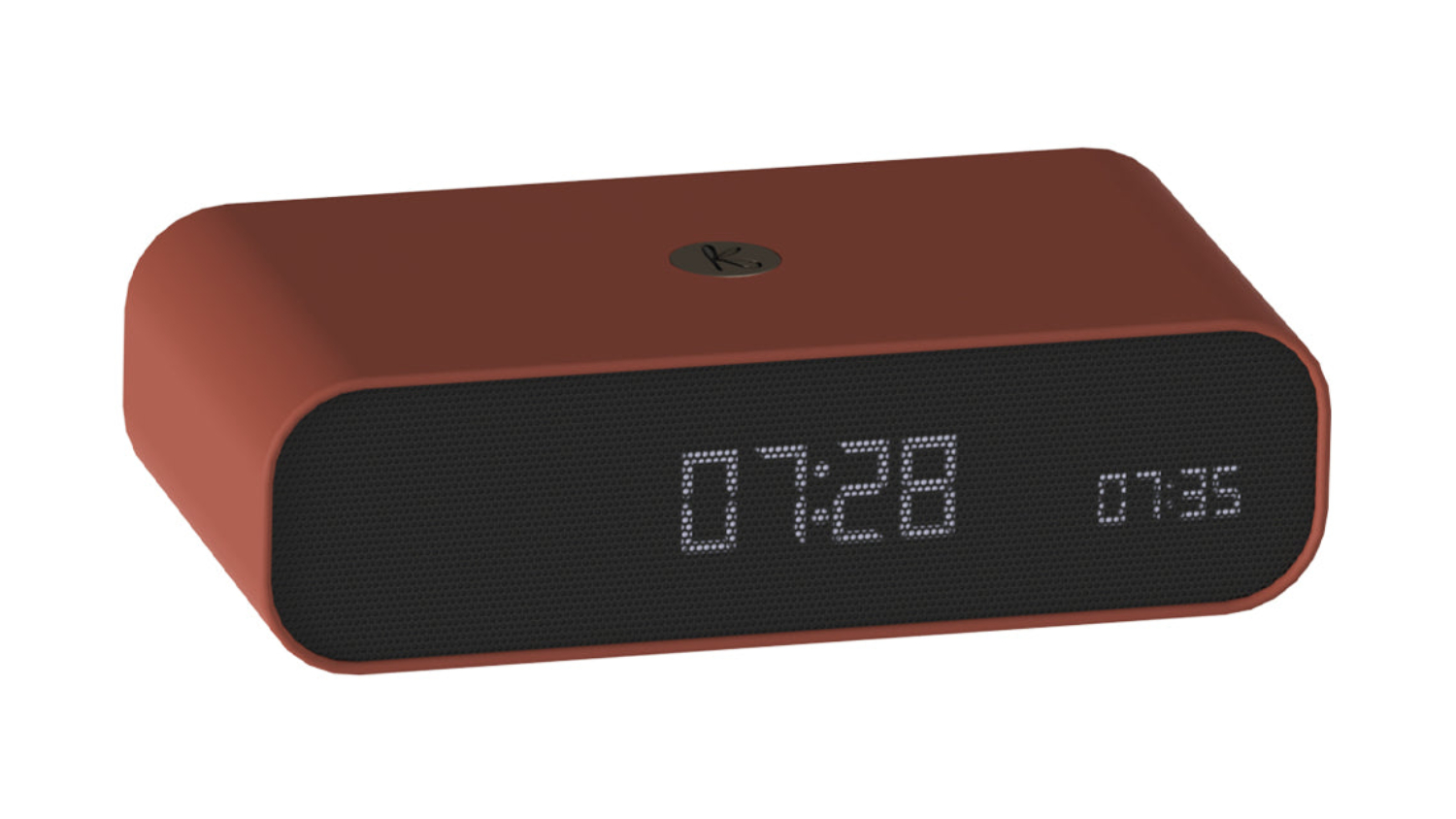 Terracotta rectangular alarm clock with LED time display