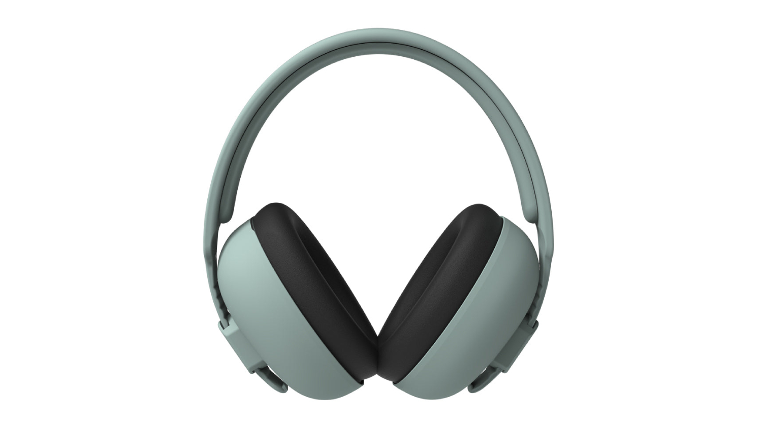 A front view of a noise-cancelling protective earmuffs