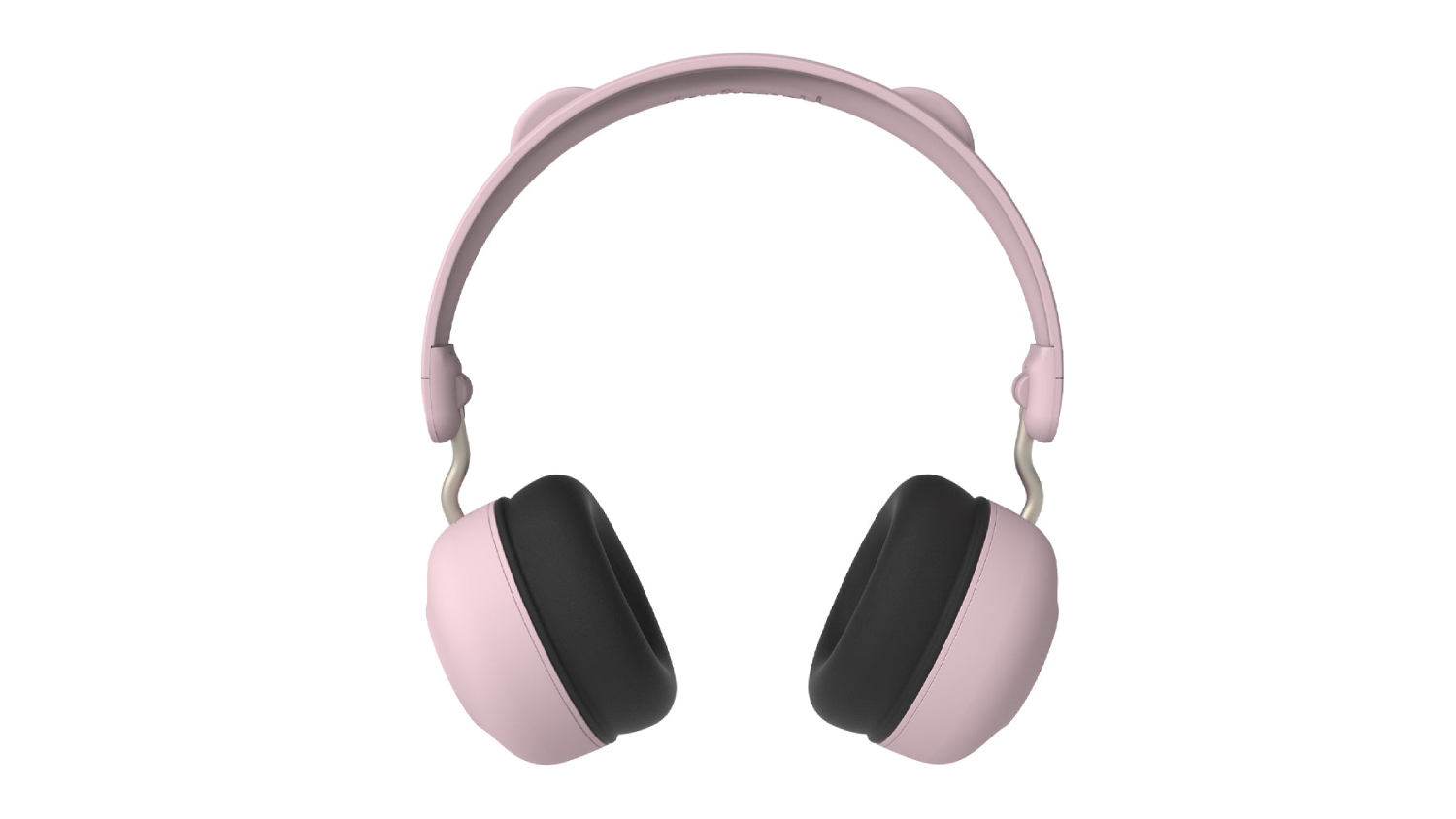 Pink Kreafunk Buzz Junior Bluetooth headphones with soft black ear cushions and bear ears