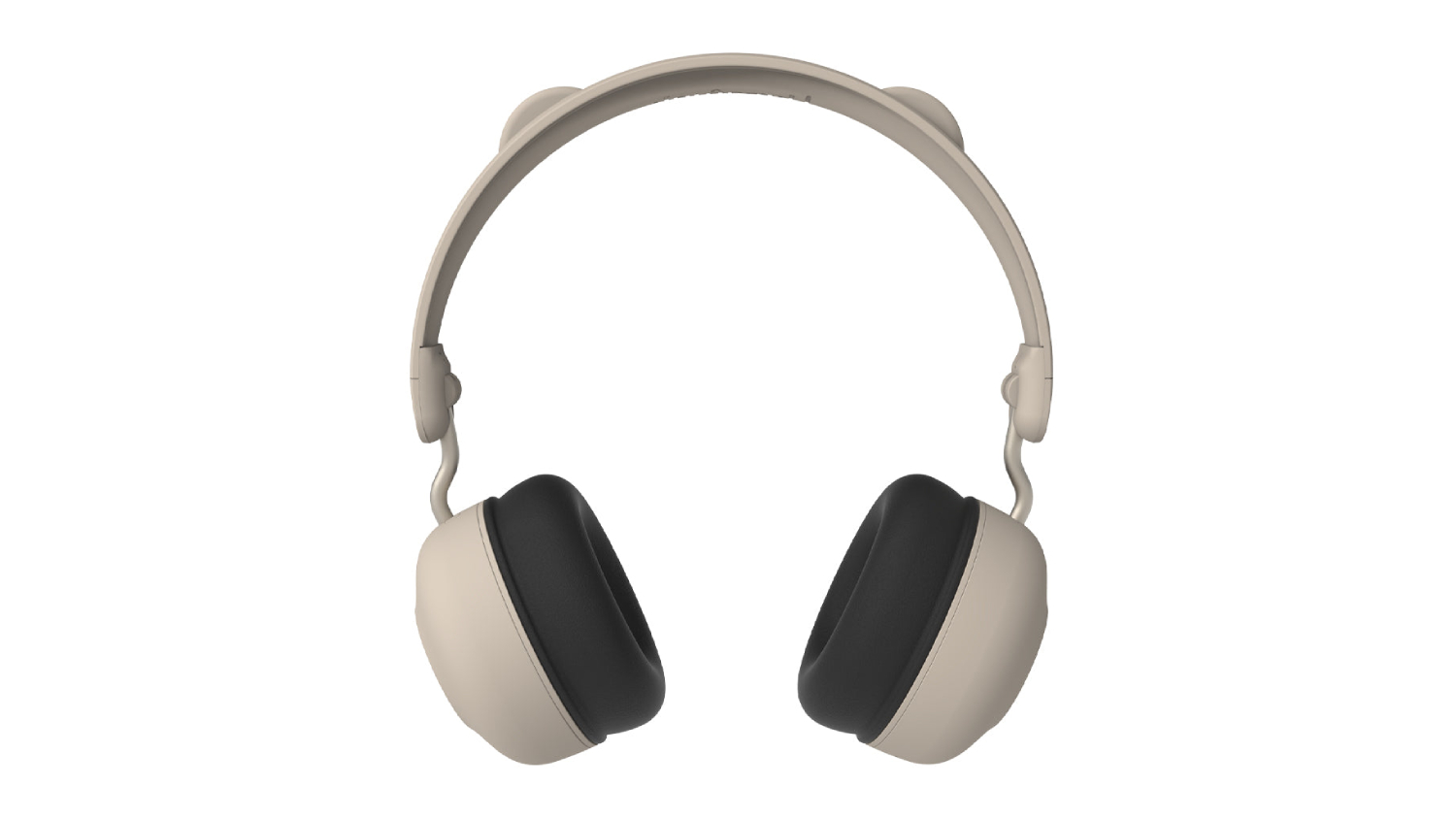 Beige Kreafunk Buzz Junior Bluetooth headphones with soft black ear cushions and bear ears