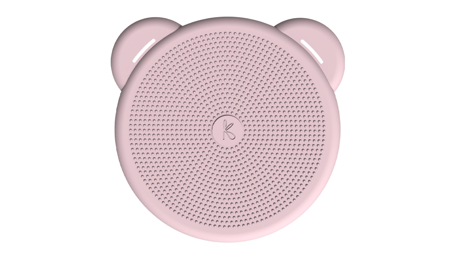 Pink Kreafunk wireless charging pad with textured surface and two rounded ear-like shapes at the top