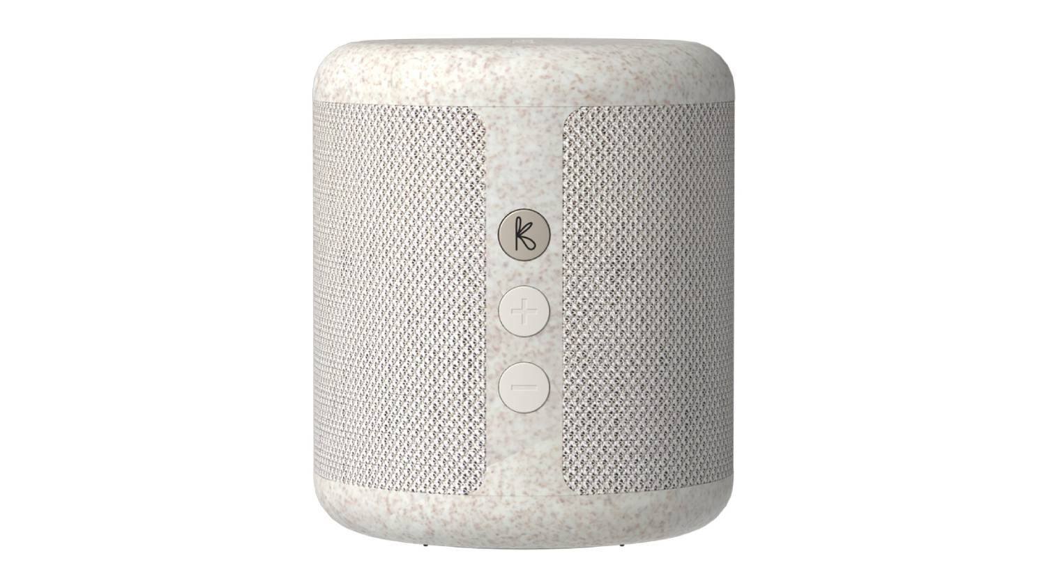 Front view of the Kreafunk Karl Portable Bluetooth Speaker in Wheat, featuring a cylindrical shape