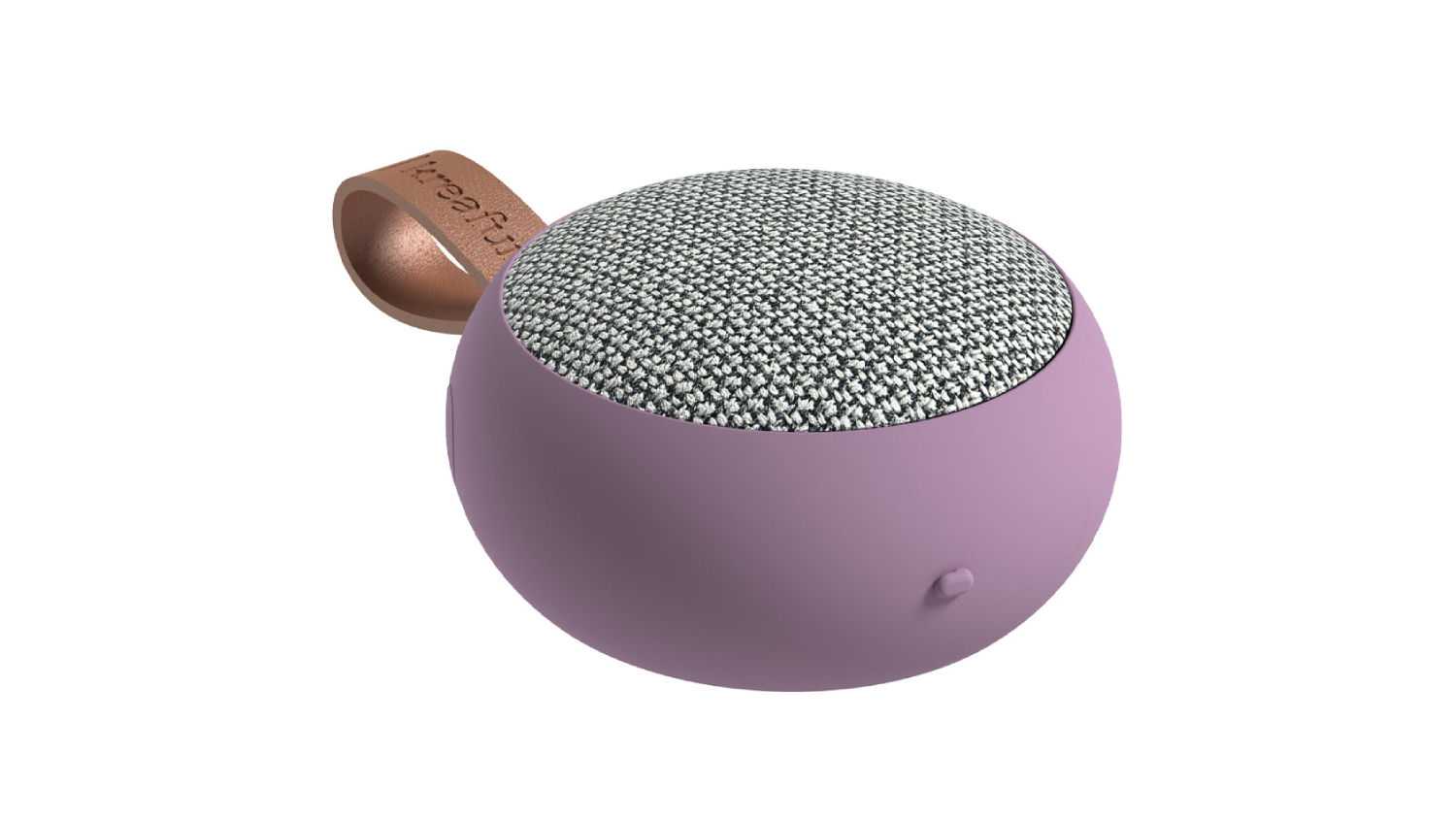 A right-angle view of the Kreafunk aGO 2 fabric portable Bluetooth speaker