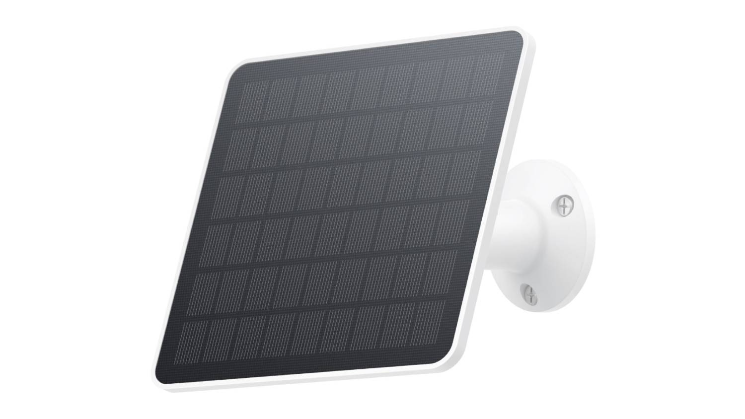 Angled view of the Eufy Solar Panel 3W Charger in white, featuring a black solar panel mounted on a bracket