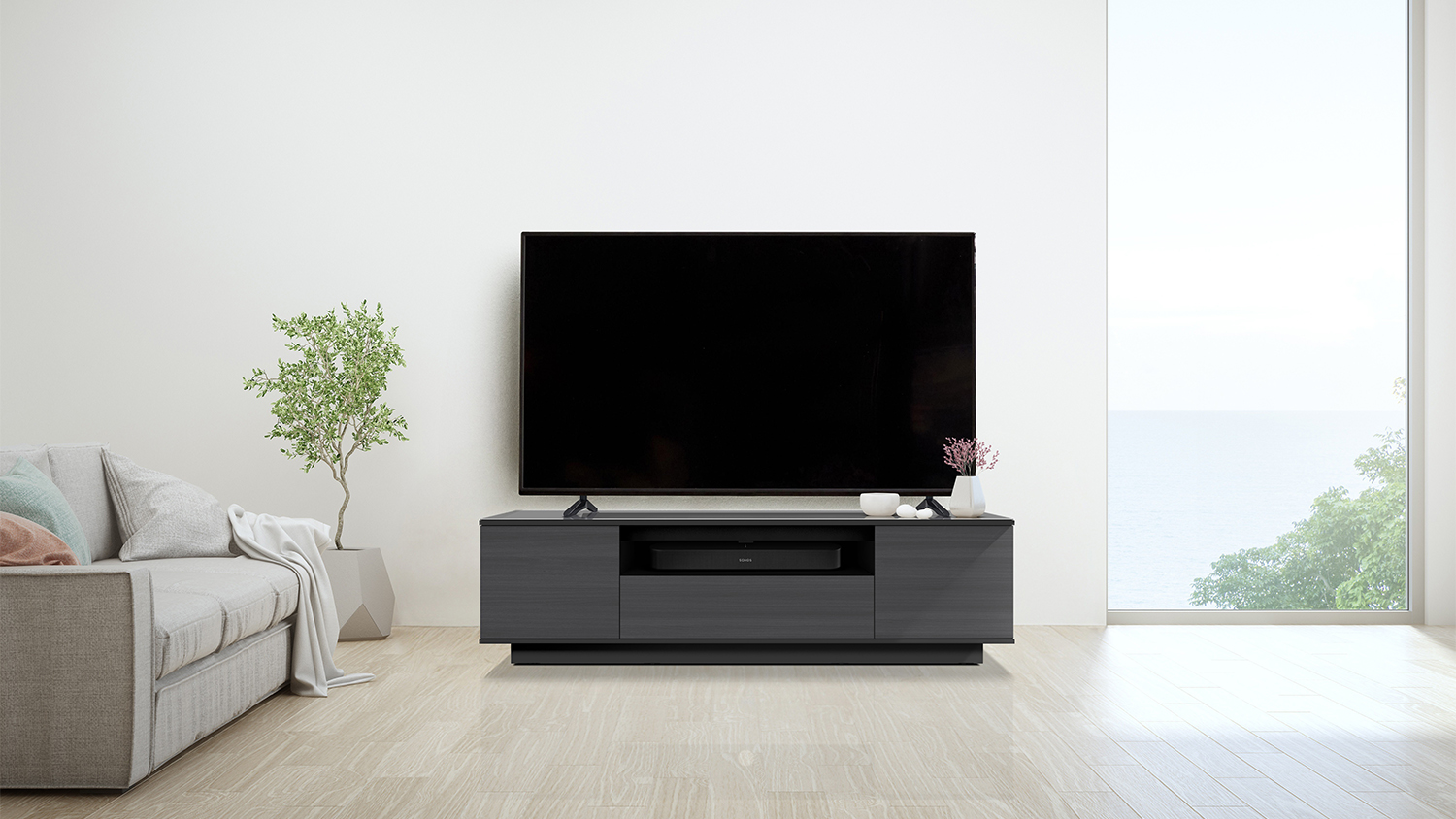 AVS 1.8m Cabo TV/AV Entertainment Centre Cabinet - Black/Prima Oak/Glass Top (CABO1800BPOG)