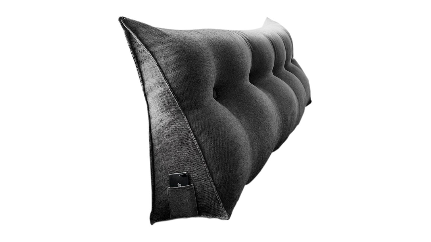 A Kmall Washable Lumbar Support Triangular Pillow in sleek black colour