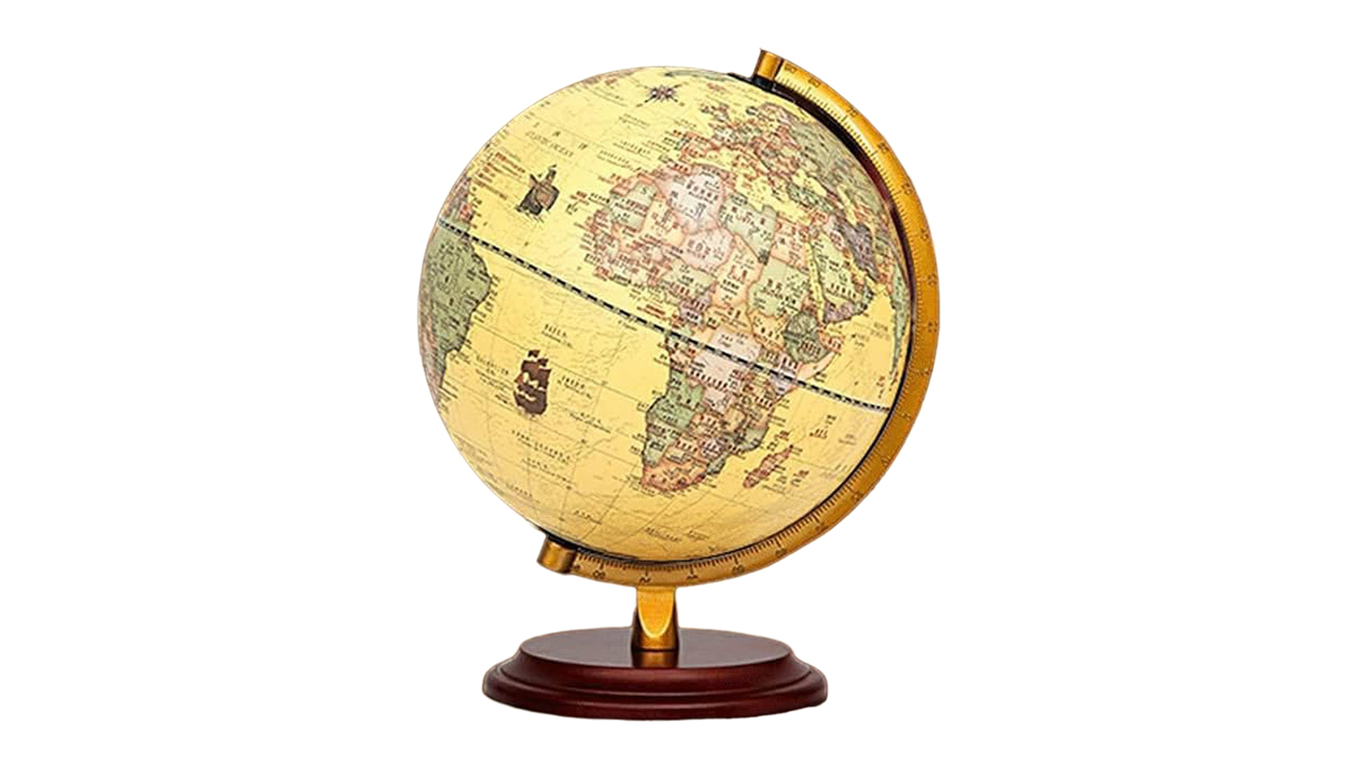 A Kmall LED Light Globe Decoration with a wooden base