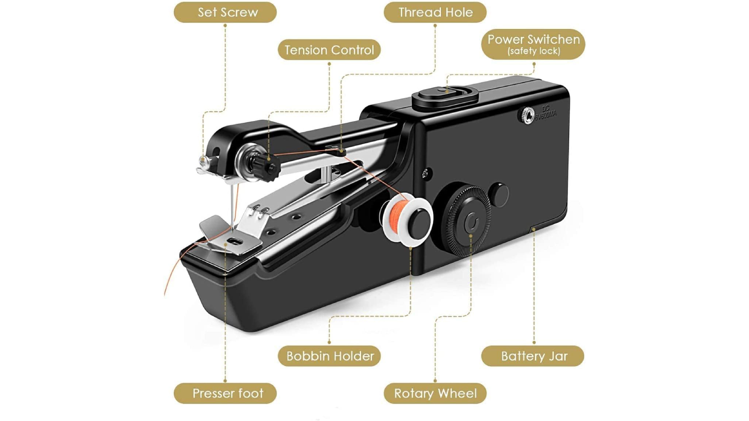 Kmall Battery Powered Handheld Sewing Machine with USB Recharging