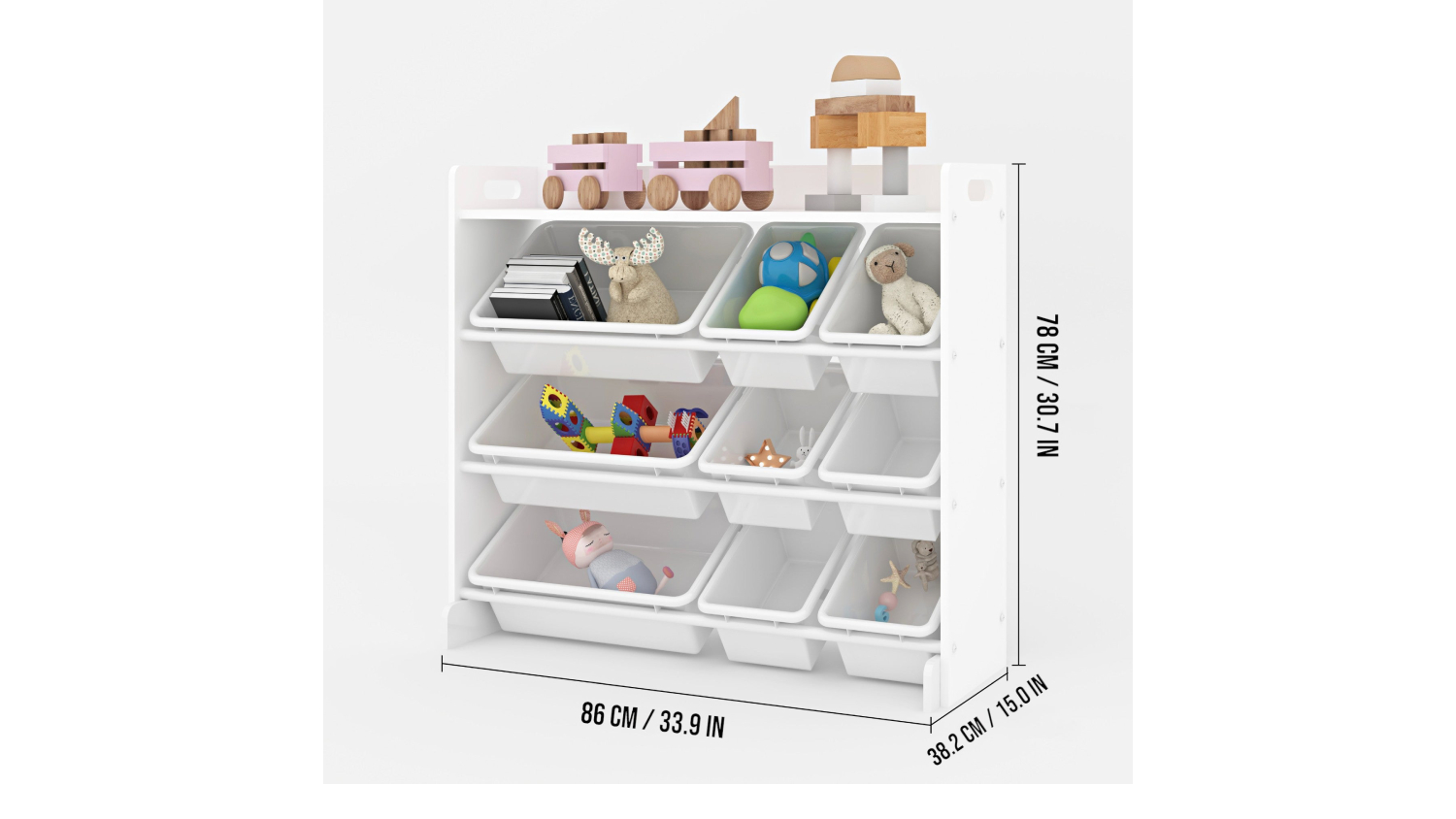 Kmall Children's Room Organiser with Bins 9pcs. - White