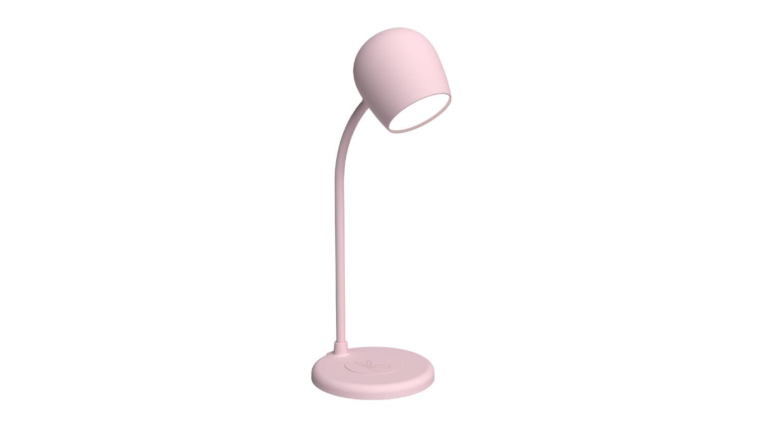 Kreafunk Ellie desk lamp with wireless charging base and Bluetooth speaker in modern Rose design