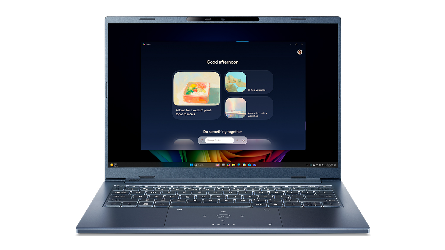 An Acer Swift Go AI 14" Laptop in sleek blue colour