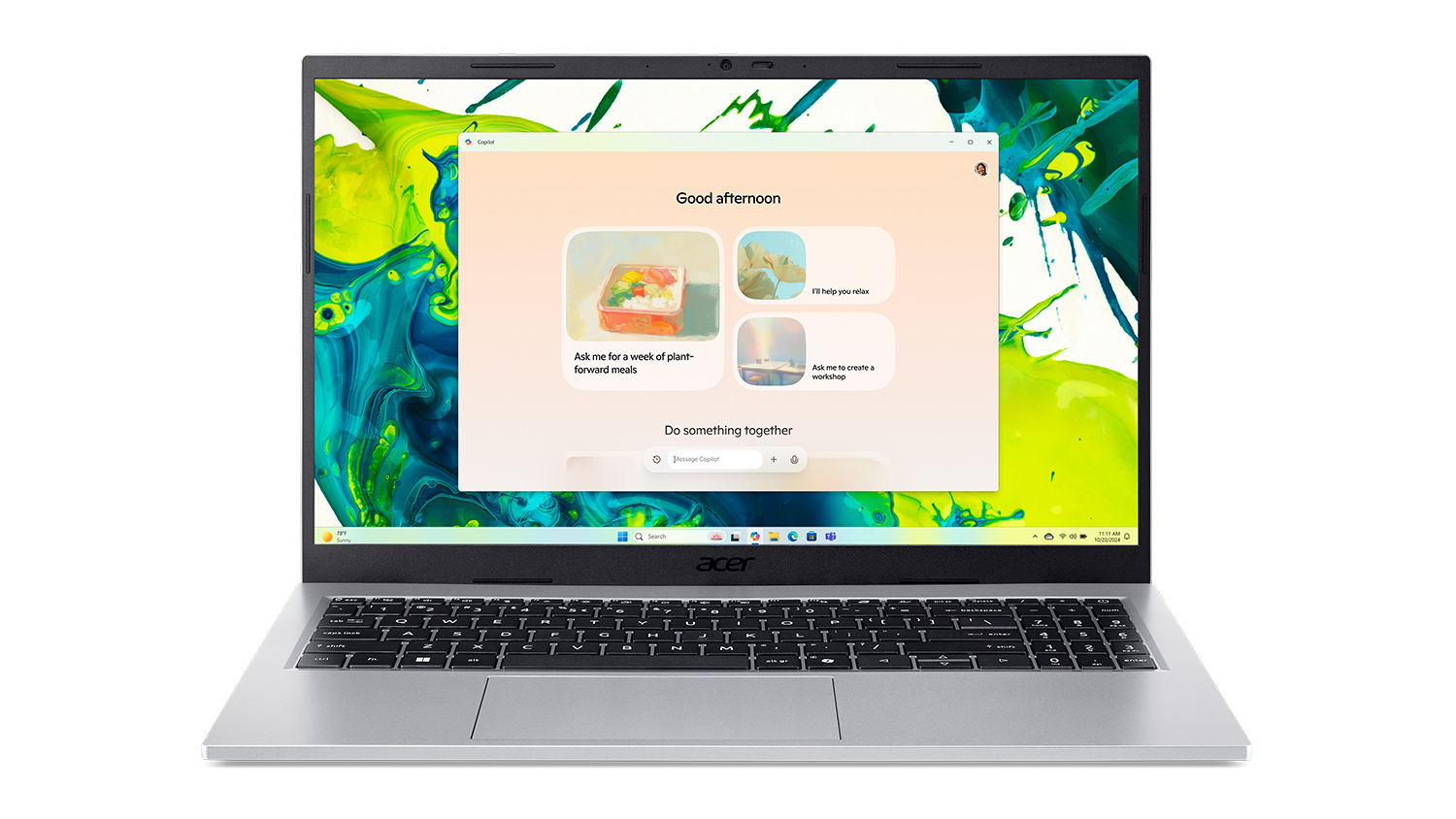 An Acer Aspire Go 15.6" Laptop in sleek silver colour