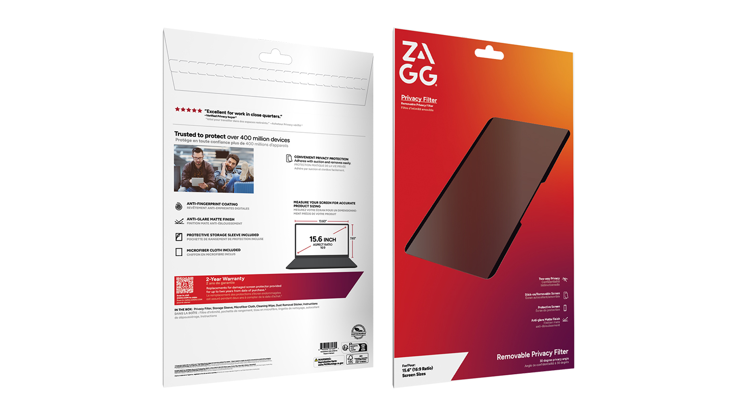 Zagg Removable 2-Way Privacy Filter Screen Protector for 15.6" Laptop - Clear (100320534)