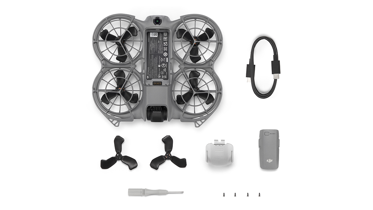 DJI Neo 2 drone with accessories in sleek grey colour