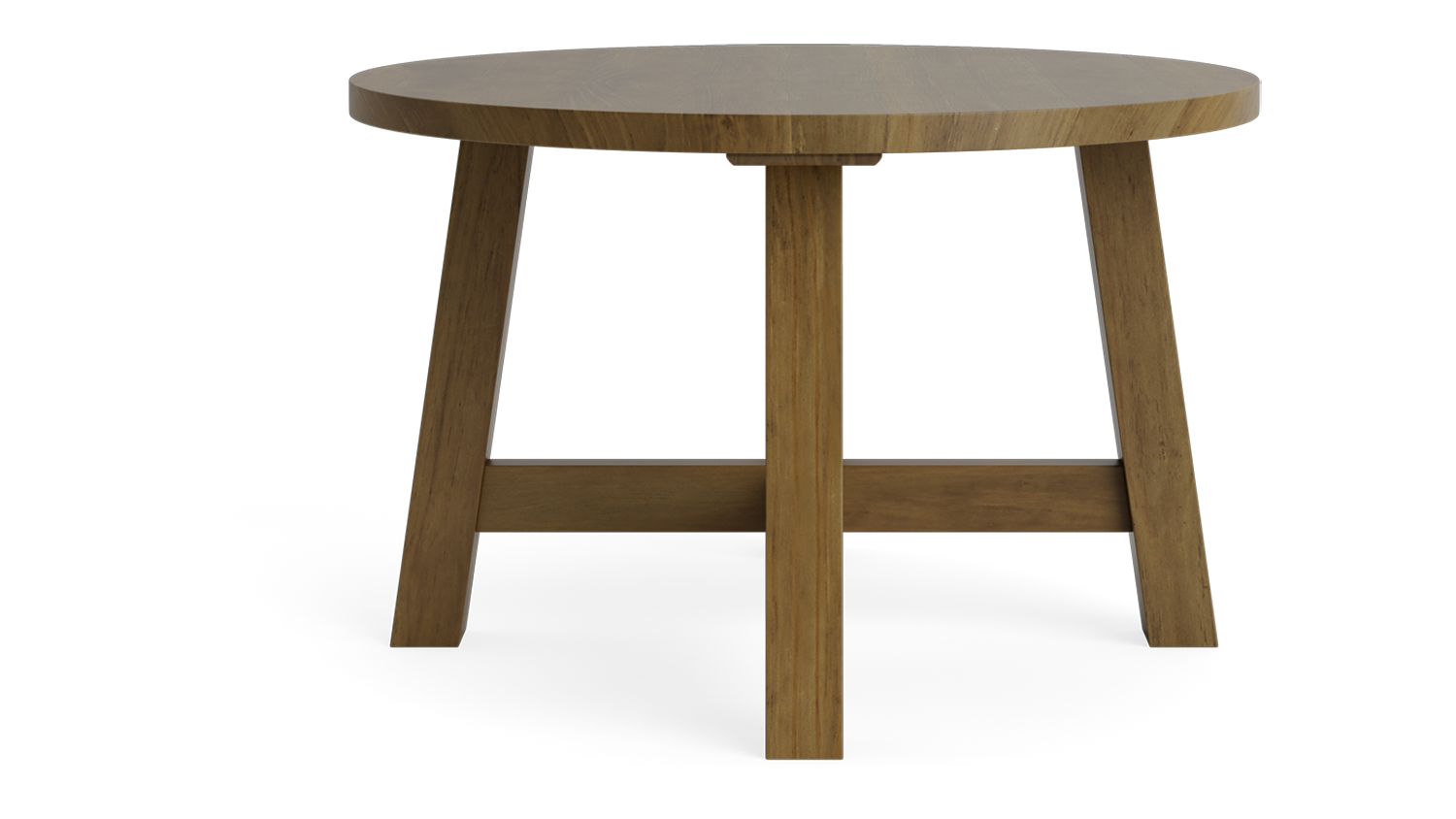 Round wooden dining table with a smooth natural finish