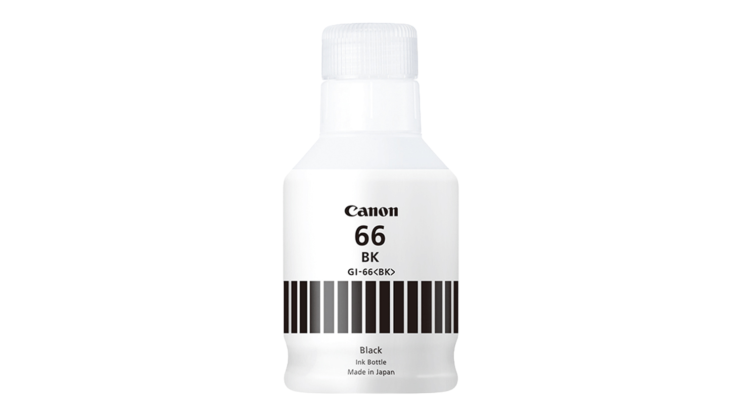A front view of the canon gi-66 ink bottle