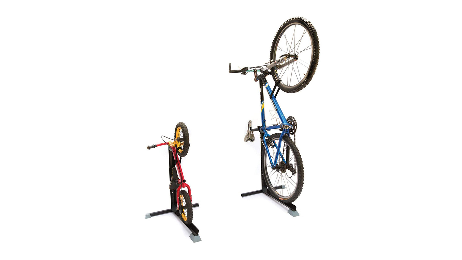 Kmall Space Saving Standing Bike Rack with two bikes mounted vertically