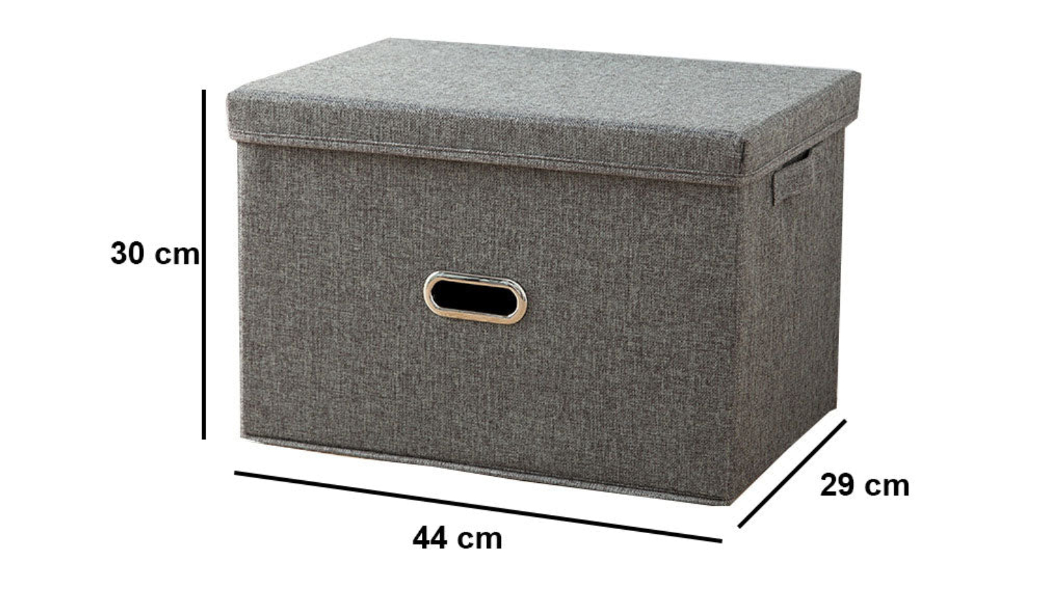 Kmall Collapsible Linen Storage Basket with Lid 44 x 29 x 30cm