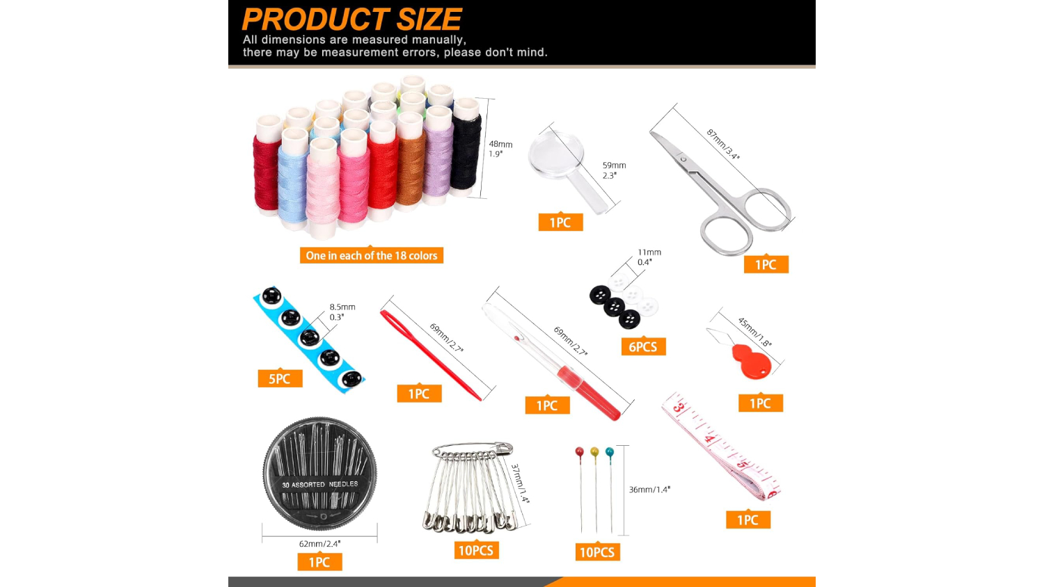 Kmall Sewing Kit with Storage Bag 86pcs.