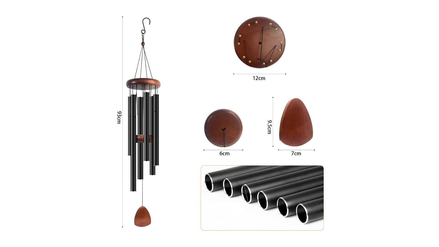 Kmall Aluminium Wind Chimes - Black
