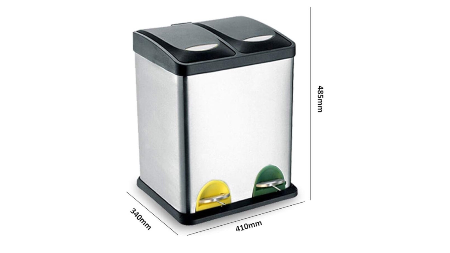 Kmall Dual Compartment Kitchen Waste Bin 30L - Stainless Steel