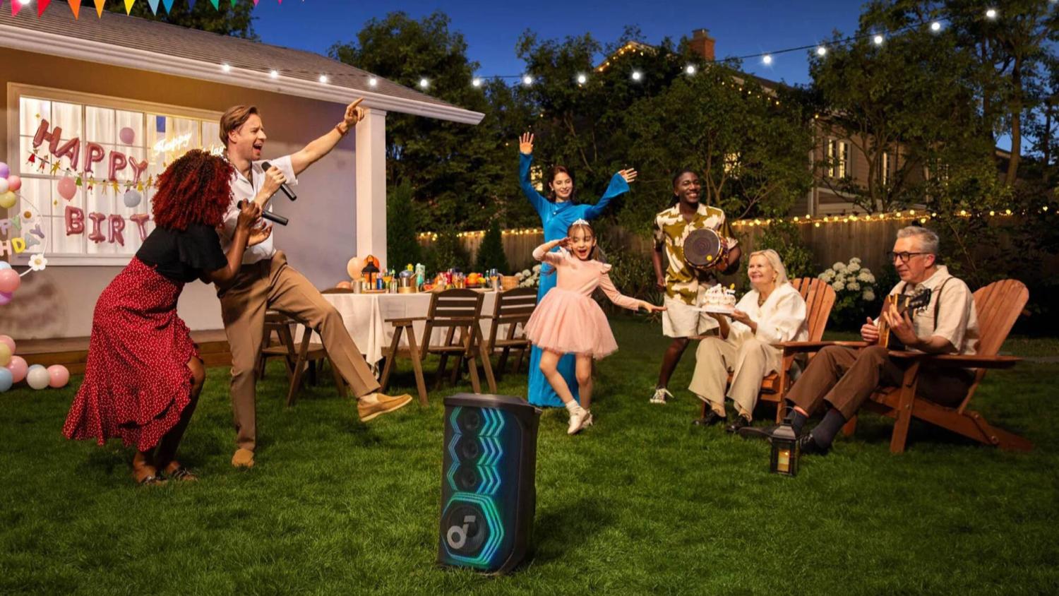 Soundcore Rave 3S AI Portable Bluetooth Party Speaker with 2 Wireless Microphones - Black (A31A3012)