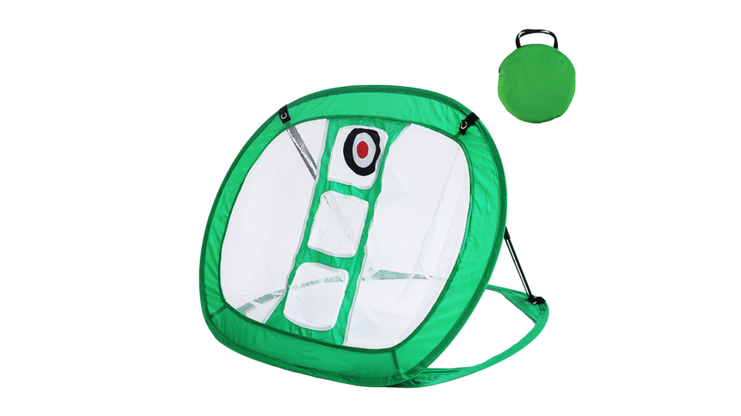 A left-angled view of the pop-up gold chipping net