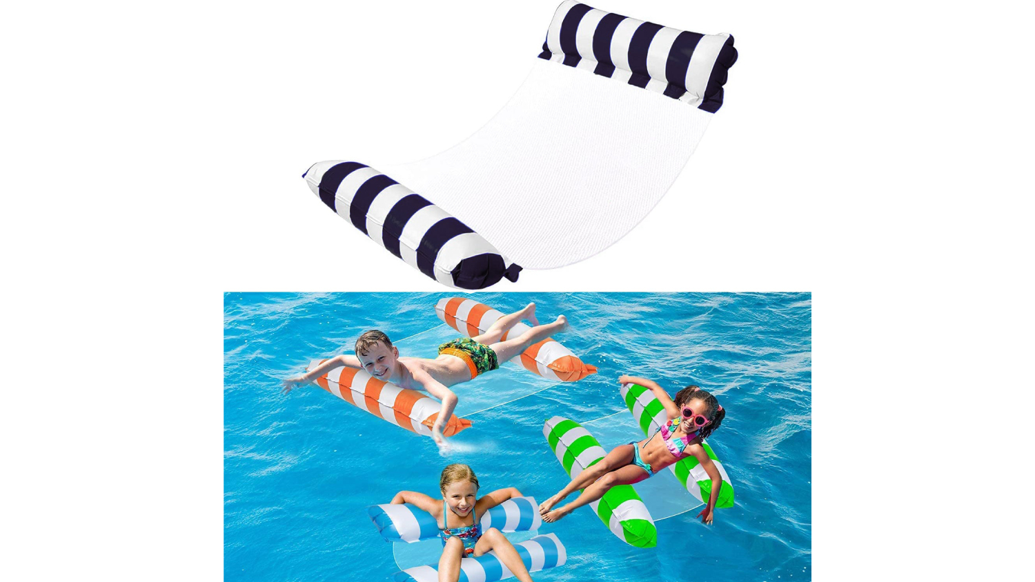 Kmall Inflatable Lounger Pool Float with Manual Pump - Dark Blue