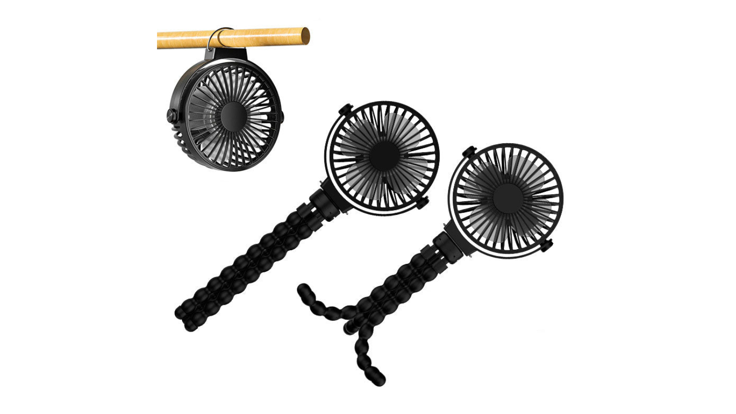 Kmall Rechargeable Clip-On Personal Fan with Tripod - Black