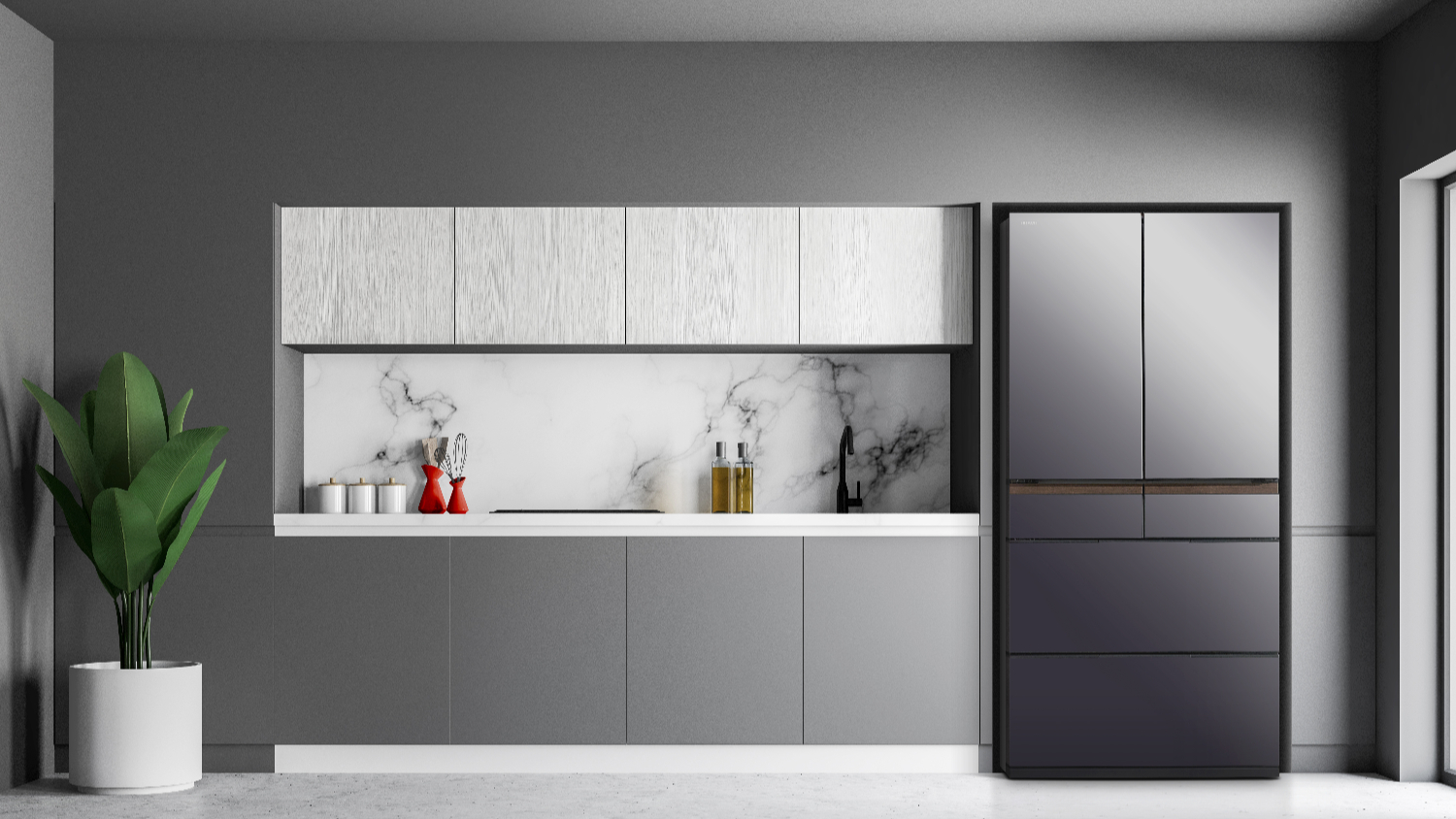 Hitachi 670L Multi Drawer Fridge Freezer - Mirror Mauve Grey (R-GW670TAXM)