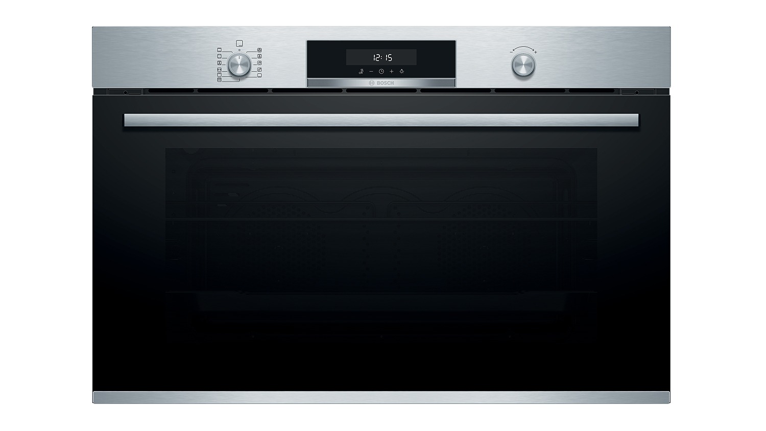 A front view of an oven