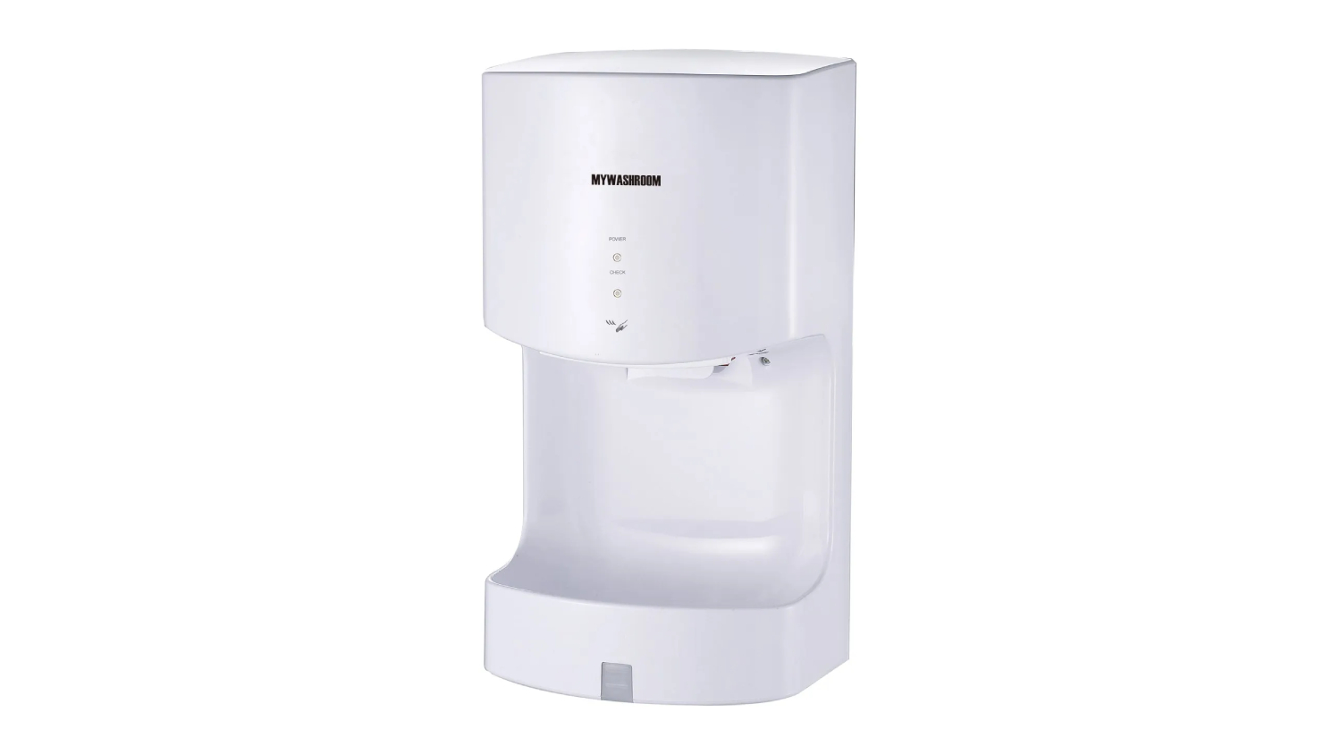 An angled front view of the MyWashroom Automatic Fast Drying Commercial Hand Dryer