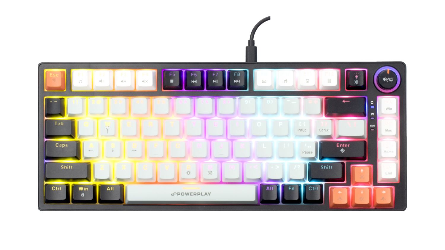 Compact 65% mechanical gaming keyboard with RGB backlighting and detachable Type-C cable