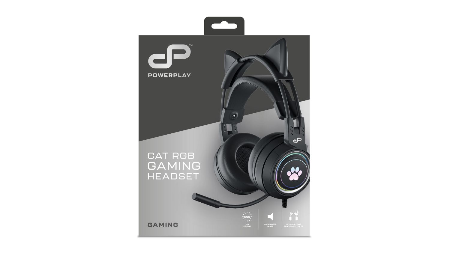 Box packaging of a Powerplay Cat RGB Gaming Headset