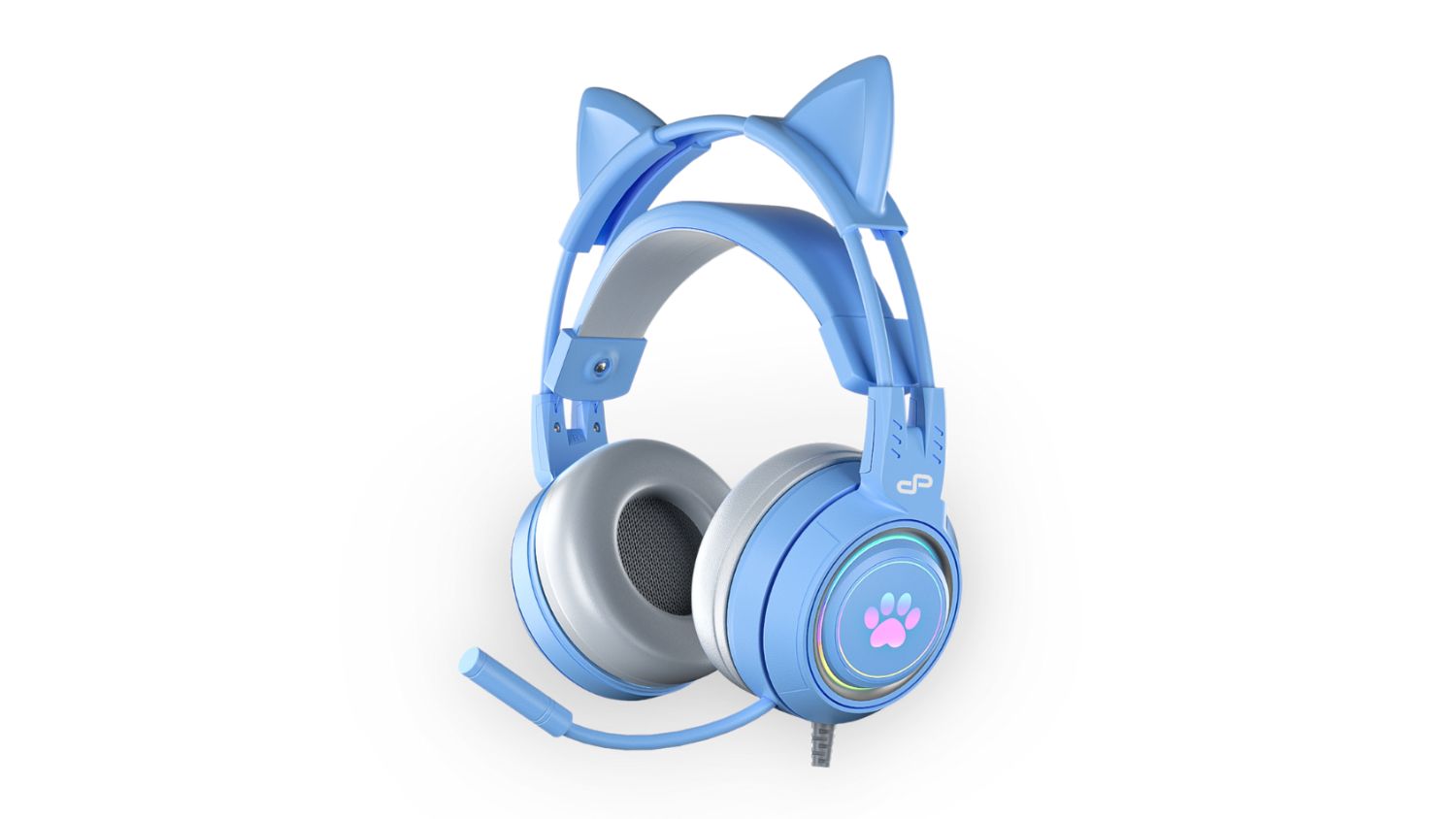 Powerplay Cat RGB Gaming Headset with Removable Ears - Blue