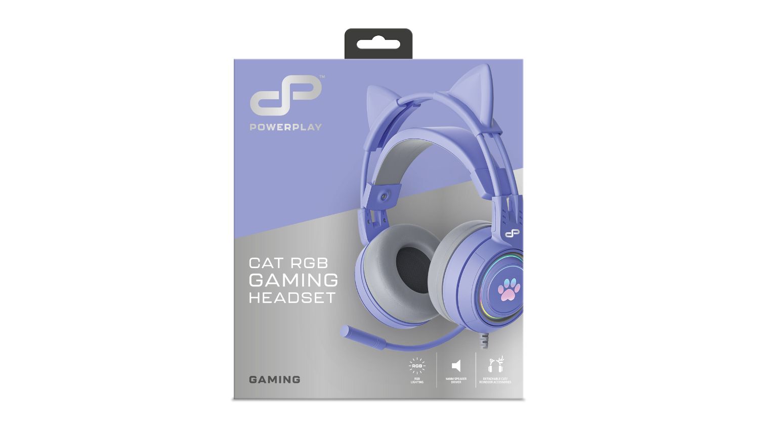 Box packaging of a Powerplay Cat RGB Gaming Headset
