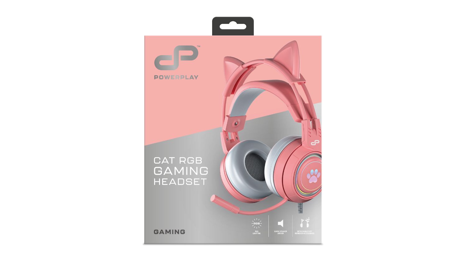 Box packaging of a Powerplay Cat RGB Gaming Headset