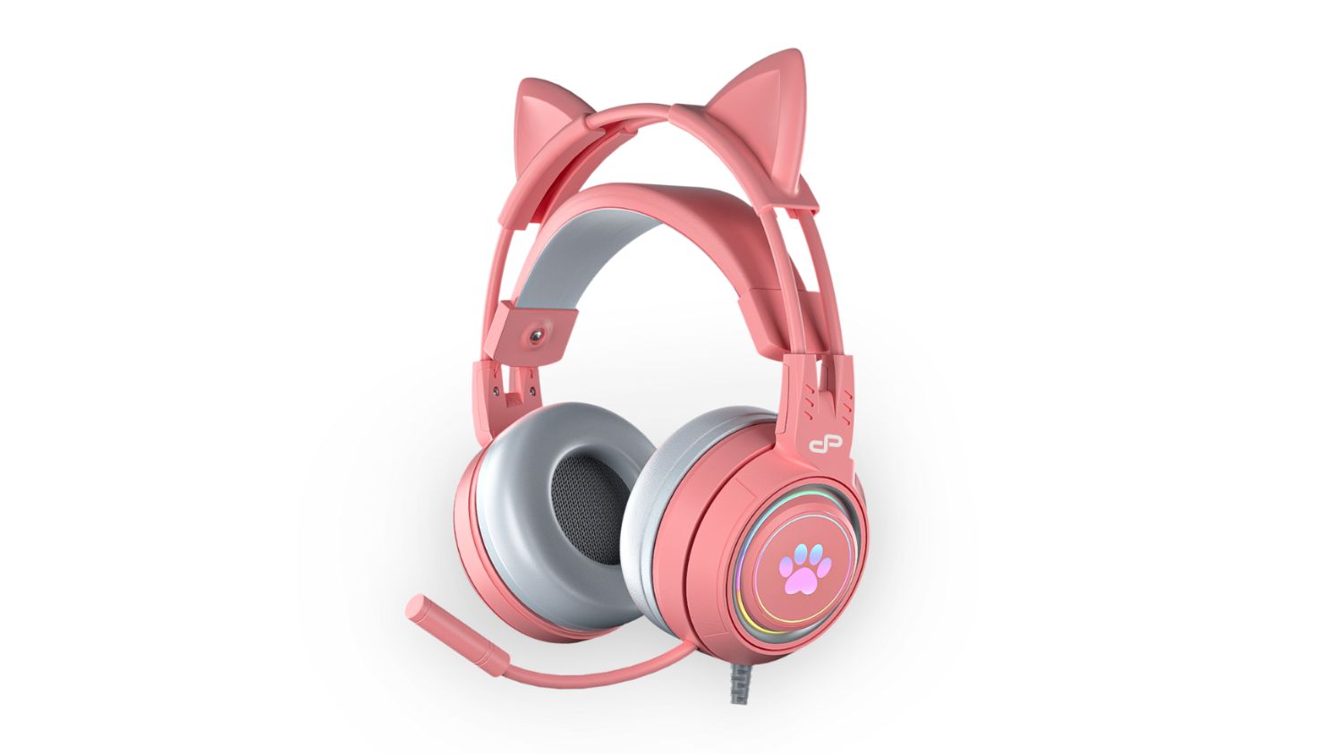 Powerplay Cat RGB Gaming Headset with Removable Ears - Pink