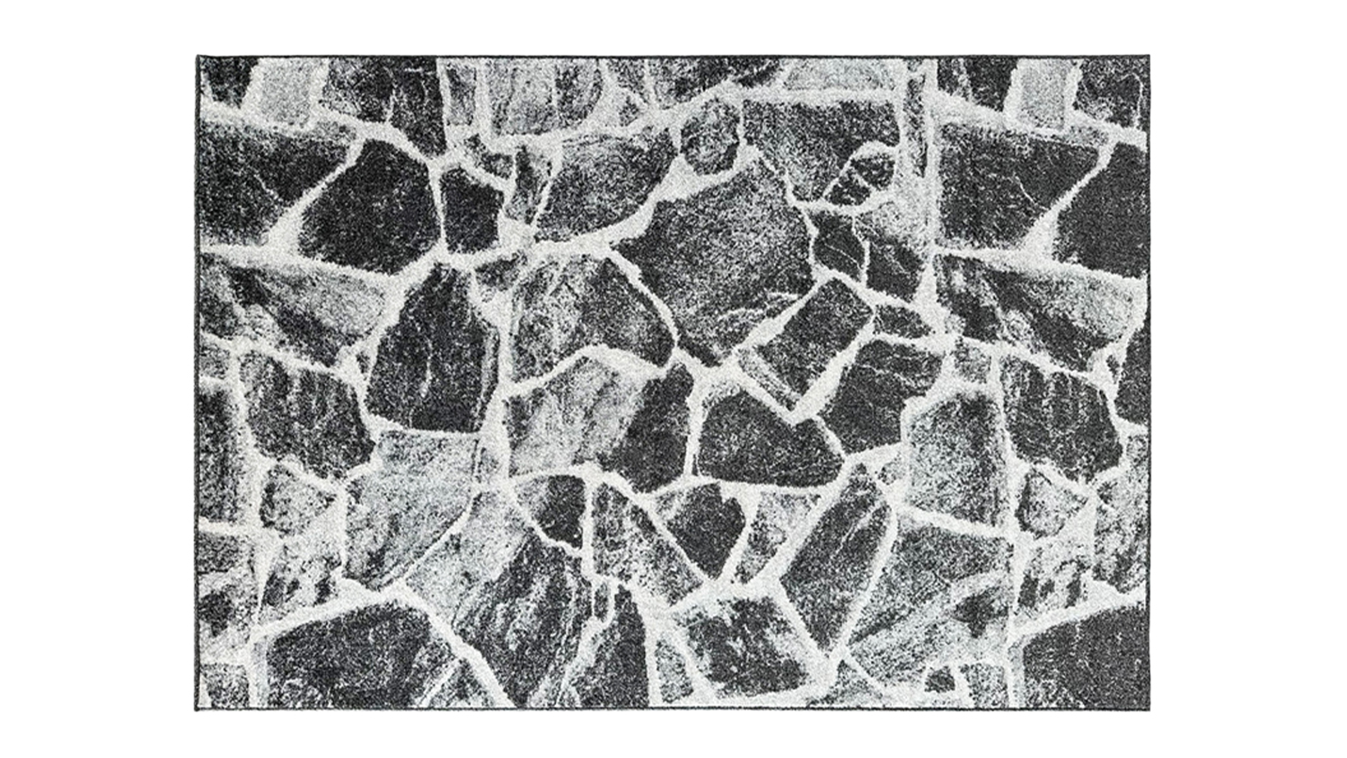 Asana Stone Rug with stone-patterned design in black and grey finish
