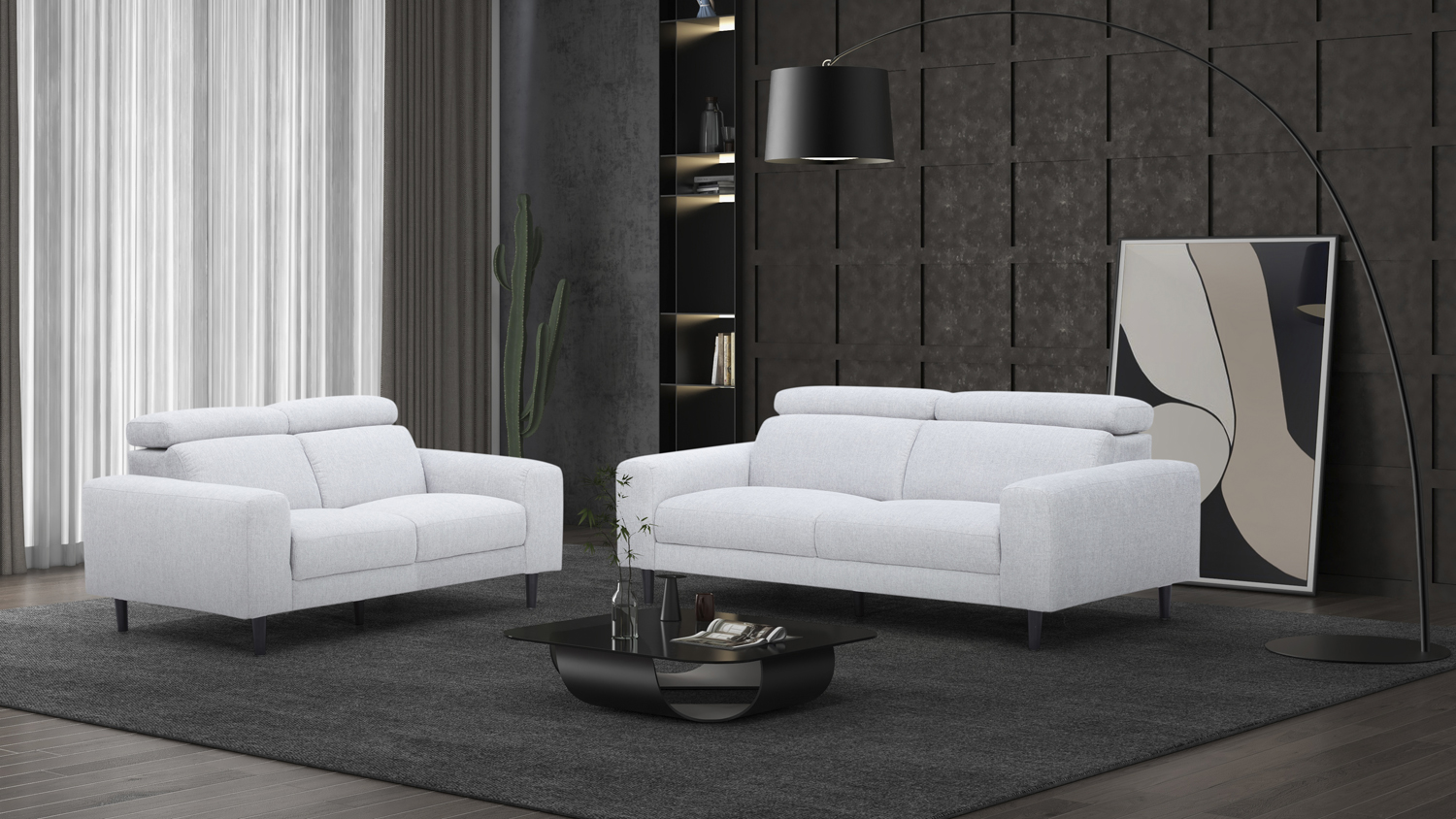 Belle 2 Piece Fabric Lounge Suite