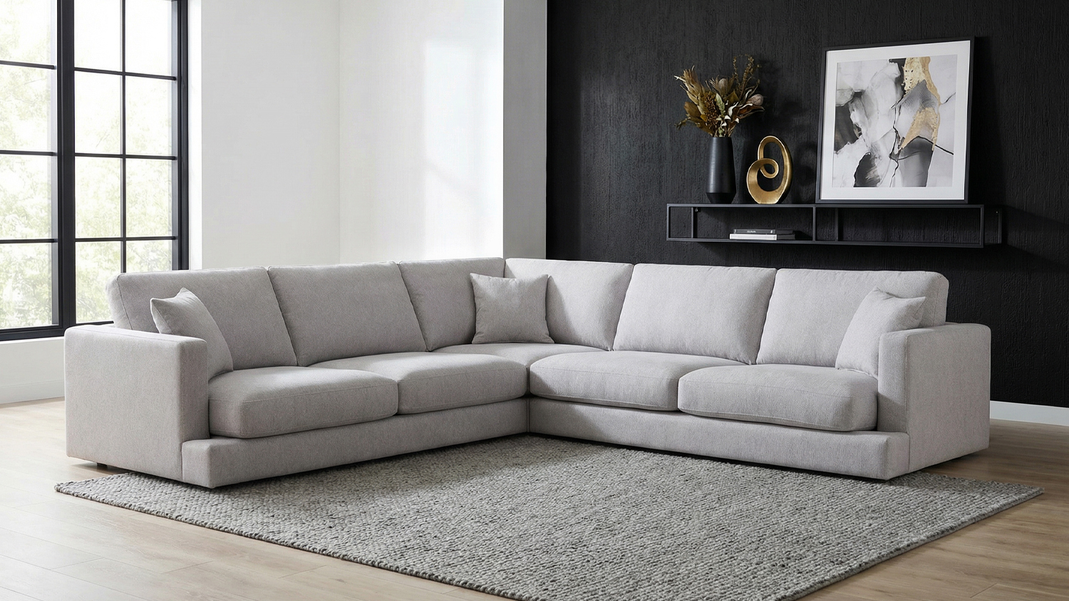 A front view of the Franklin 5 Seater Fabric Corner Lounge Suite