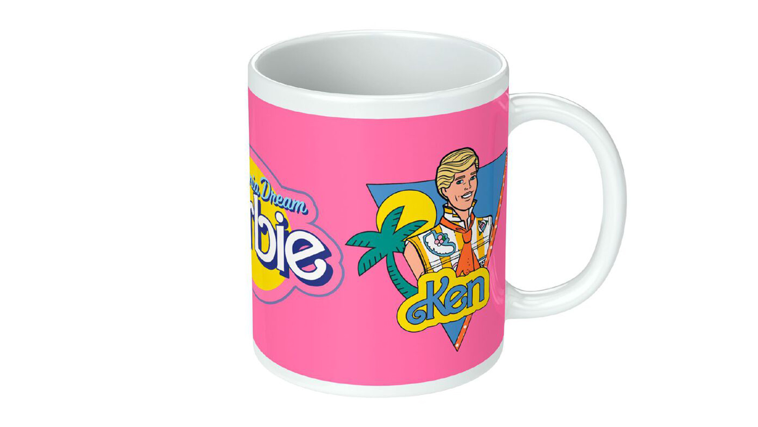 An IM Drinking Mug with Retro Barbie and Ken design