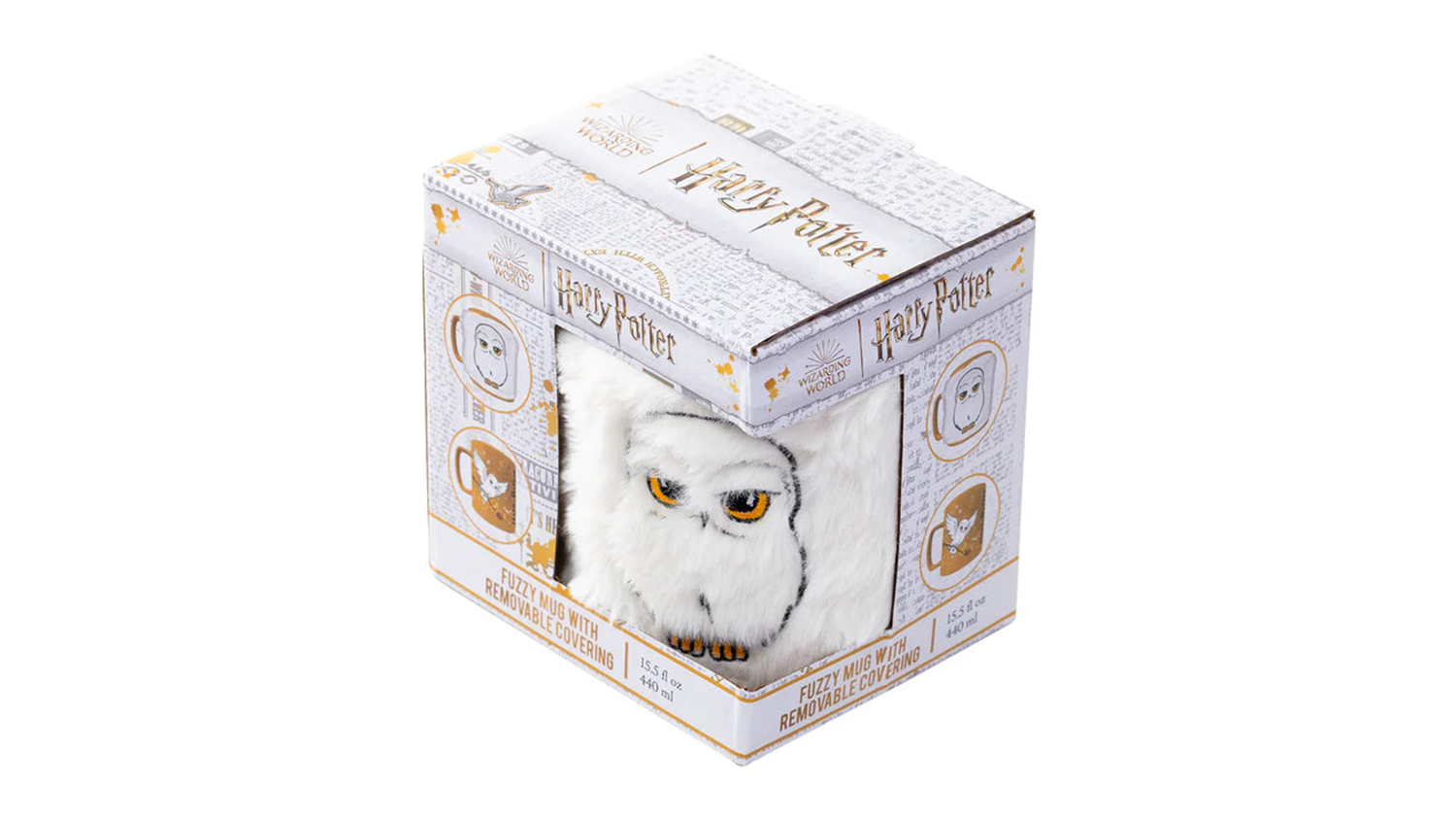 A retail box packaging of IM Novelty Fuzzy Mug with Removable Sheath