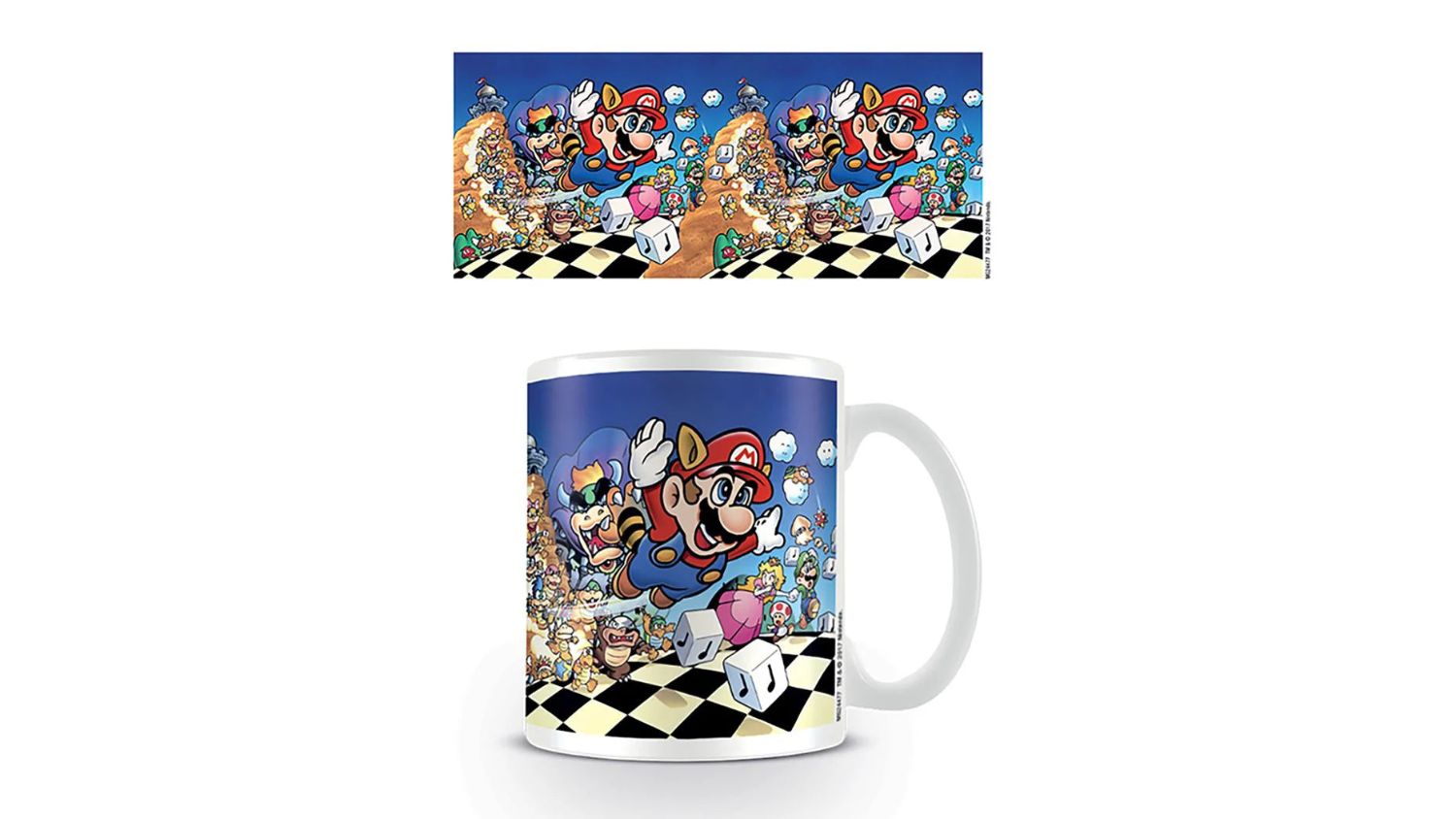 A top-down view of the Novelty art mug Super Mario Bros 3