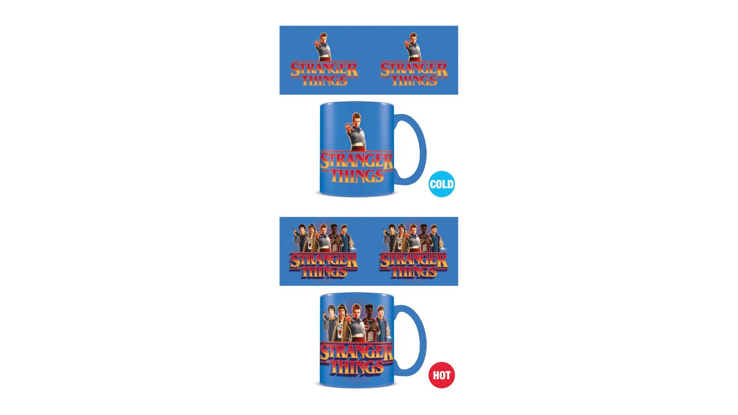 A top-down view of the Stranger Things novelty mug showcasing its hot and cold features