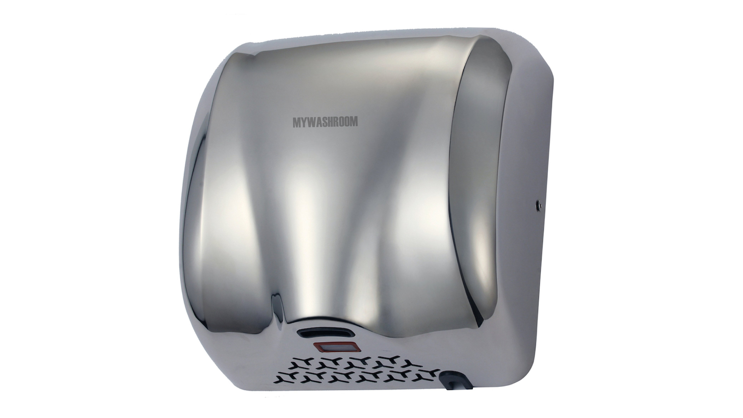 An angled front view of the MyWashroom Touchless High Speed Commercial Hand Dryer