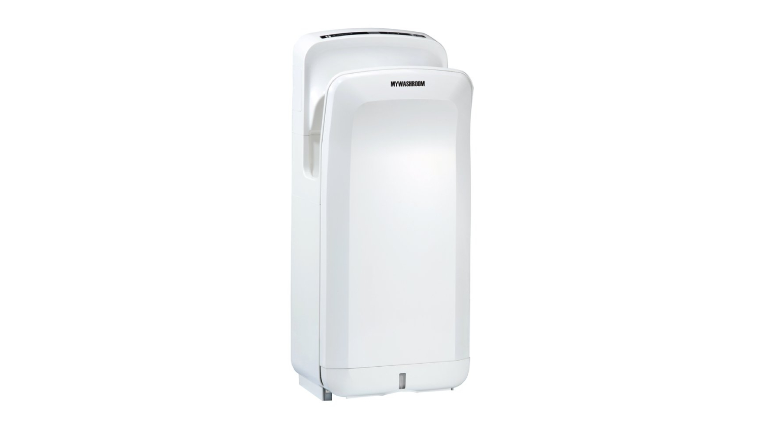 An angled front view of the MyWashroom Automatic Wall Mounted Commercial Jet Hand Dryer