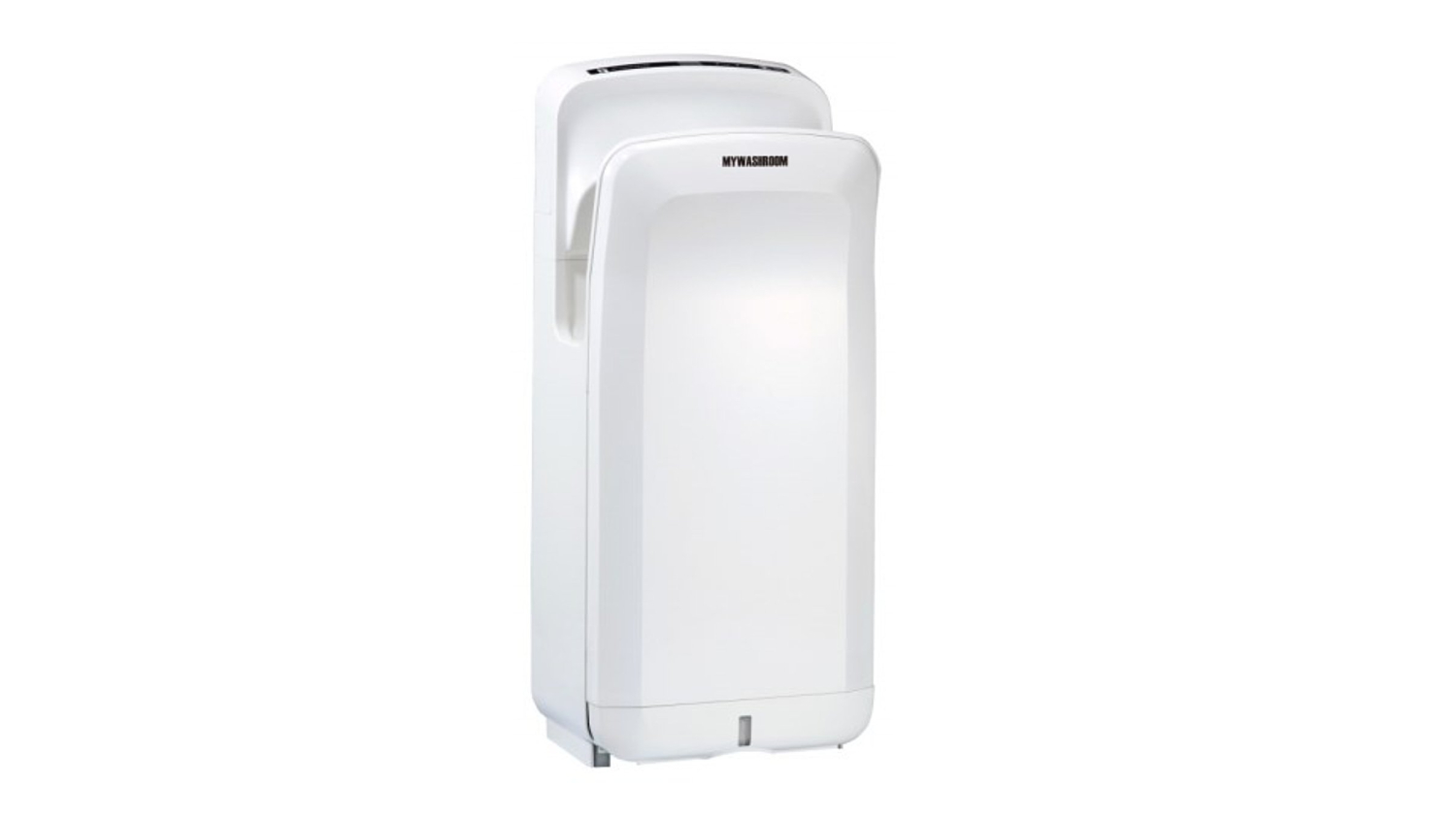 An angled front view of the MyWashroom Automatic Wall Mounted Commercial Jet Hand Dryer